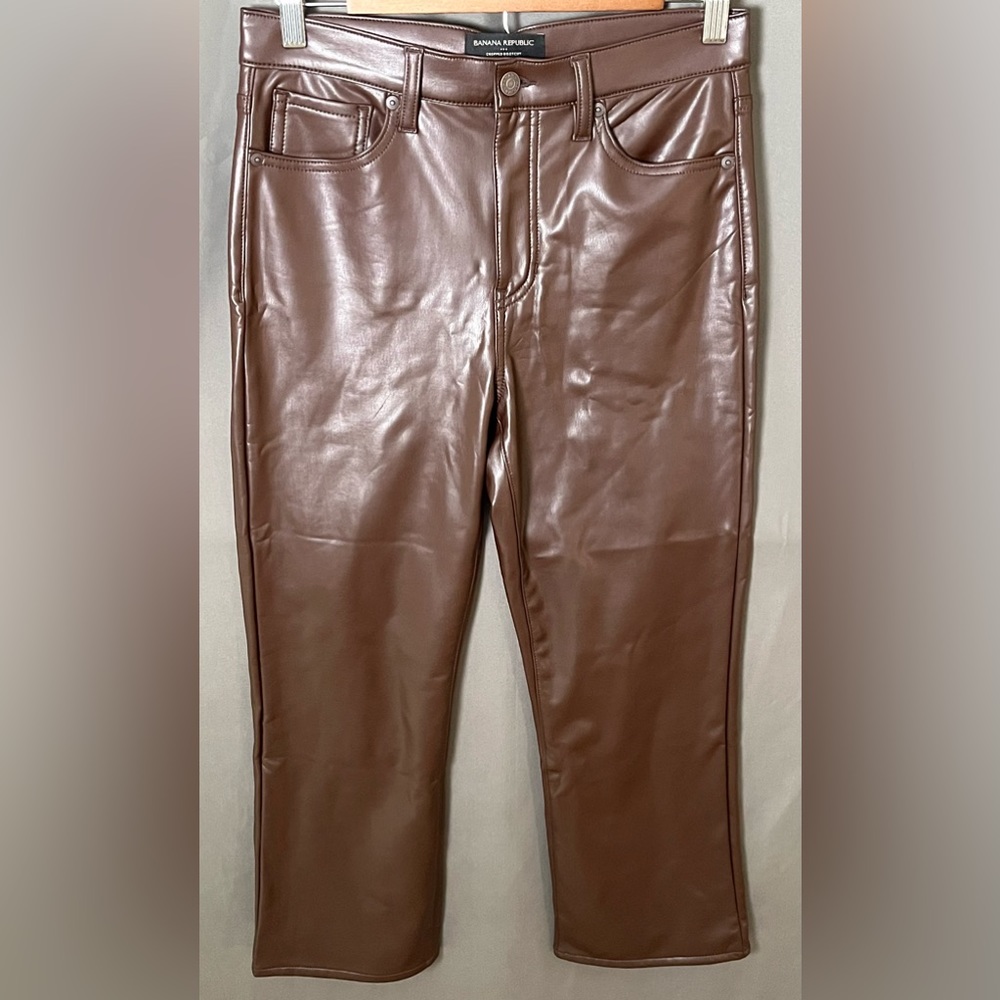Banana Republic 27/4 Brown Faux Leather CROPPED BOOTCUT  Y2K Pants